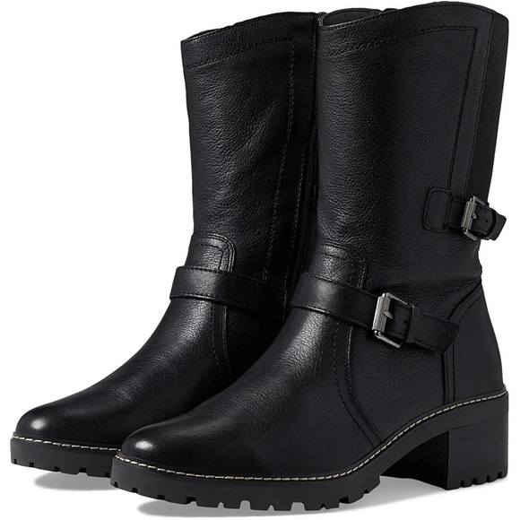 Naturalizer Shoes - NATURALIZER TALON WOMENS LEATHER MOTORCYCLE MID-CALF BOOTS